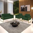Ver imagem 2 de Sofá Namoradeira com 2 Poltronas Base Industrial Alta Dourado Marisa Veludo D03 - D’Rossi Ver