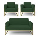 Ver imagem 1 de Sofá Namoradeira com 2 Poltronas Base Industrial Alta Dourado Marisa Veludo D03 - D’Rossi Ver