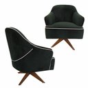 Ver imagem 2 de Kit 2 Poltronas Decorativas com Base Giratória em Madeira Veludo Verde Sol Larbelle