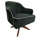Ver imagem 3 de Kit 2 Poltronas Decorativas com Base Giratória em Madeira Veludo Verde Sol Larbelle