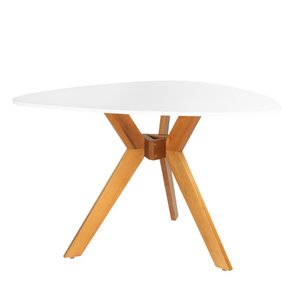 Mesa de Jantar Orgânica Nina 120cm em Mdf e Madeira Maciça - Branco