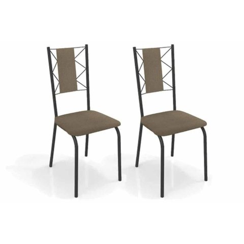 Kit 2 Cadeiras Sala Jantar Lisboa 2c076prf Aço 2 Un Preto/ano Capuccino - Kappesberg