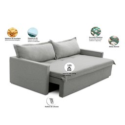 Sofá sem Caixa Retrátil e Reclinável 1,85m com Molas Luzia Linho Cinza Madelina Decor - 2