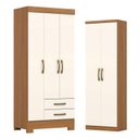 Ver imagem 1 de Guarda Roupa Sensi 03 Portas e 02 Gavetas com Pés Be16 com Armário Multiuso Margarida Cinamomo Off W