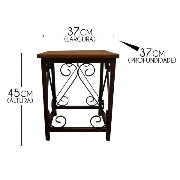 Mesinha Baixa De Ferro para Quarto De Casal Rustico Varias Cores - Verniz - 2