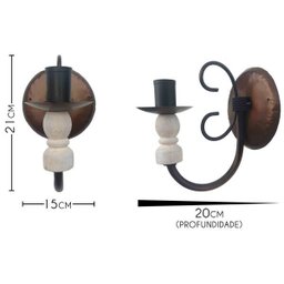 Arandela Luminária de Parede Simples para Corredor Sala de Estar - Verniz & Branco - 2