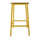 Ver imagem 3 de Banco Decorativo Artesanal De Ferro e Madeira Moderno para Sala De Estar - Amarelo