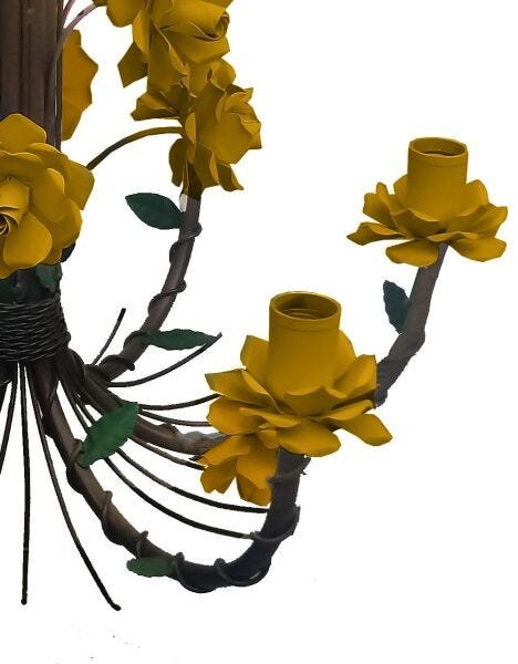 Luminária Decorativa de Flores para Sala Grande - Amarelo - 5