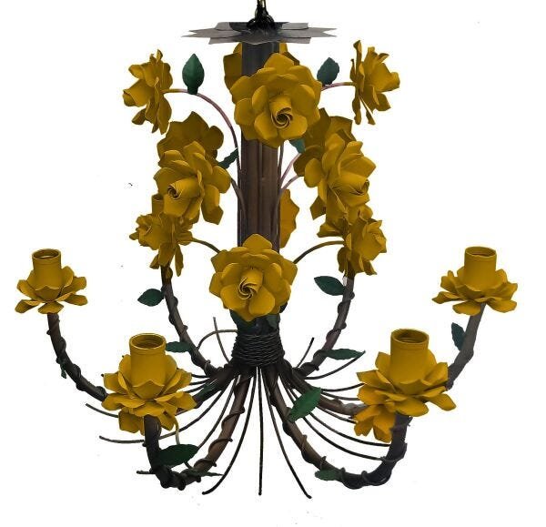 Luminária Decorativa de Flores para Sala Grande - Amarelo - 1