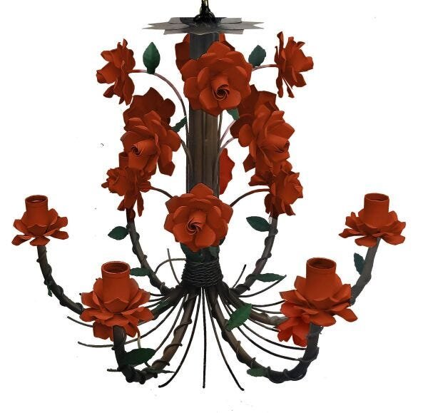 Luminária Decorativa de Flores para Sala Grande - Laranja - 1