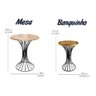 Conjunto de Mesa Redonda e 4 Bancos Modernos Artesanais Sala , Cozinha Ou Varanda - 4