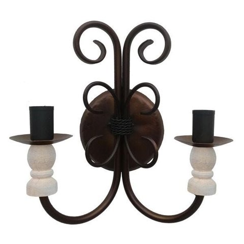 Luminária de Parede Grande com 2 Bocais para Área Gourmet Vintage - Verniz & Branco
