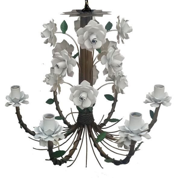 Luminária Decorativa de Flores para Sala Grande - Branco - 1