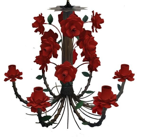 Luminária Decorativa de Flores para Sala Grande - Vermelho - 1