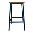 Ver imagem 3 de Banco Rustico Decorativo Banqueta de Ferro e Madeira para Bar e Cozinha - Azul Royal