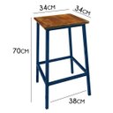Ver imagem 2 de Banco Rustico Decorativo Banqueta de Ferro e Madeira para Bar e Cozinha - Azul Royal