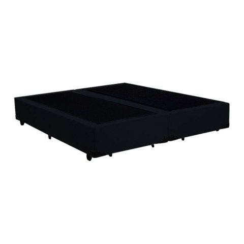 Base Box Casal Bipartido Homequeen Suede Preto 40x138x188