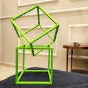 Ver imagem 2 de 2 Cubos Decorativos - Quadrado Geométrico, Decoração Sala, Escritório - Toque 3d - Cor: Verde Limão