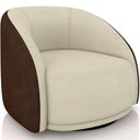 Ver imagem 1 de Poltrona Decorativa Giratória Angelina M03 Couríssimo Marrom Bouclê Bege - Lyam Decor