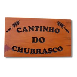 Placa Decorativa Madeira Maciça Cantinho do Churrasco - 1