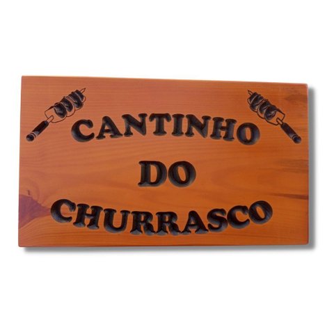 Placa Decorativa Madeira Maciça Cantinho do Churrasco