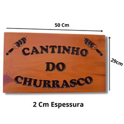 Placa Decorativa Madeira Maciça Cantinho do Churrasco - 2