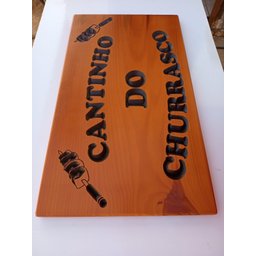 Placa Decorativa Madeira Maciça Cantinho do Churrasco - 4