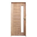 Ver imagem 1 de Kit Porta de Madeira Maciça com Visor Lado Direito 210x80cm Imbuia Allo Esquadrias