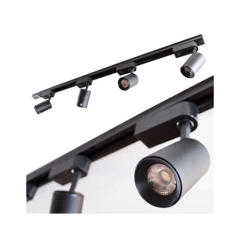 Trilho Eletrificado 1m + 4 Spots 7w 3000k Bivolt Preto