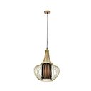 Ver imagem 1 de Lustre Pendente Aramado Dourado com Cilindro Preto Interno