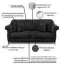 Ver imagem 6 de Kit 2 Poltronas e Sofá Living 2 Lugares 1,60m Vênus Veludo Preto Pés Castanho - Pallazio