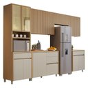 Ver imagem 3 de Cozinha Modulada 6 Peças com 3 Armários Aéreos Ripado 2 Balcões 1 Paneleiro 100% MDF Mista