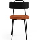 Ver imagem 3 de Cadeira Decorativa Estofada Para Sala Jantar Barcelona L02 Couríssimo Preto Tecido Terracota - Lyam