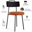 Ver imagem 4 de Cadeira Decorativa Estofada Para Sala Jantar Barcelona L02 Couríssimo Preto Tecido Terracota - Lyam