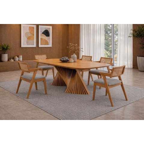 Sala de Jantar Maciça 6 Cadeiras 1,60x80 Opala Sala Nobre