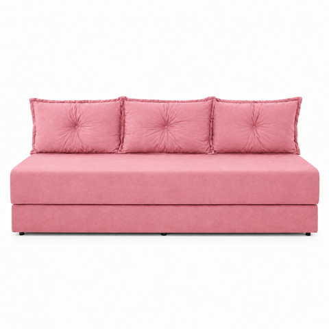 Sofá Cama 3EM1 em Tecido Suede com Almofadas - Sofá que Vira Cama Multifuncional :Rosê