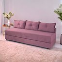 Ver imagem 1 de Sofá Cama 3em1 em Tecido Suede com Almofadas - Sofá que Vira Cama Multifuncional :rosê