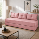 Ver imagem 2 de Sofá Cama 3EM1 em Tecido Suede com Almofadas - Sofá que Vira Cama Multifuncional :Rosê