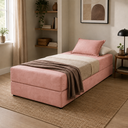 Ver imagem 3 de Sofá Cama 3EM1 em Tecido Suede com Almofadas - Sofá que Vira Cama Multifuncional :Rosê
