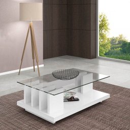 Mesa de Centro com Tampo em Vidro New Iris DJ Móveis - 1