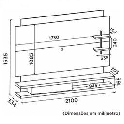 Painel para TV até 65 Polegadas com LED Belano DJ Móveis - 2
