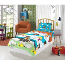 Jogo de Cama Infantil Lepper Mundo Bita Solteiro 3 Peças Microfibra Branco - 2