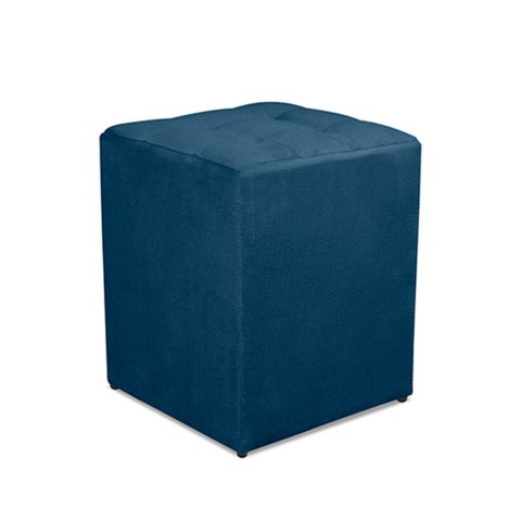 Puff Quadrado Decorativo Suede Azul Marinho Casa da Poltrona Antony