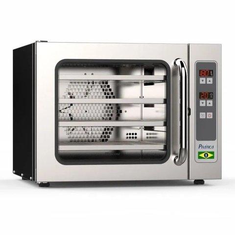 Forno Elétrico Industrial de Convecção 4 Assadeiras C/ Vapor 220v Miniconvvp Prática