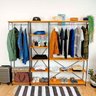 Guarda-roupas Industrial de Ferro e Madeira Closet Modular Carvalho e Preto - 1