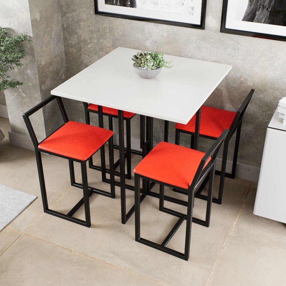 Conjunto Mesa Branca 4 Cadeiras Pequena Black Vermelho - 1