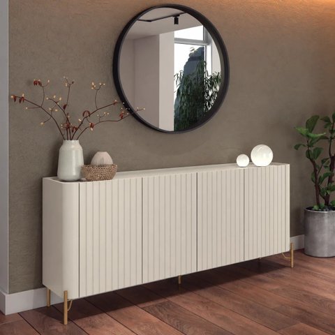 Buffet Bend 180 cm Porta Frisada Incolar Luna com Pé Dourado