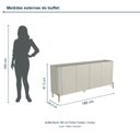 Ver imagem 3 de Buffet Bend 180 cm Porta Frisada Incolar Luna com Pé Dourado