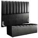 Ver imagem 5 de Kit Cabeceira Cama Box Queen 160cm Calçadeira Baú Dália W01 Couríssimo Preto - Lyam Decor