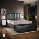 Ver imagem 1 de Kit Cabeceira Cama Box Queen 160cm Calçadeira Baú Dália W01 Couríssimo Preto - Lyam Decor